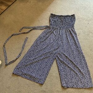 Chicsoul Women’s Blue & White Strapless Jumper Size 2X